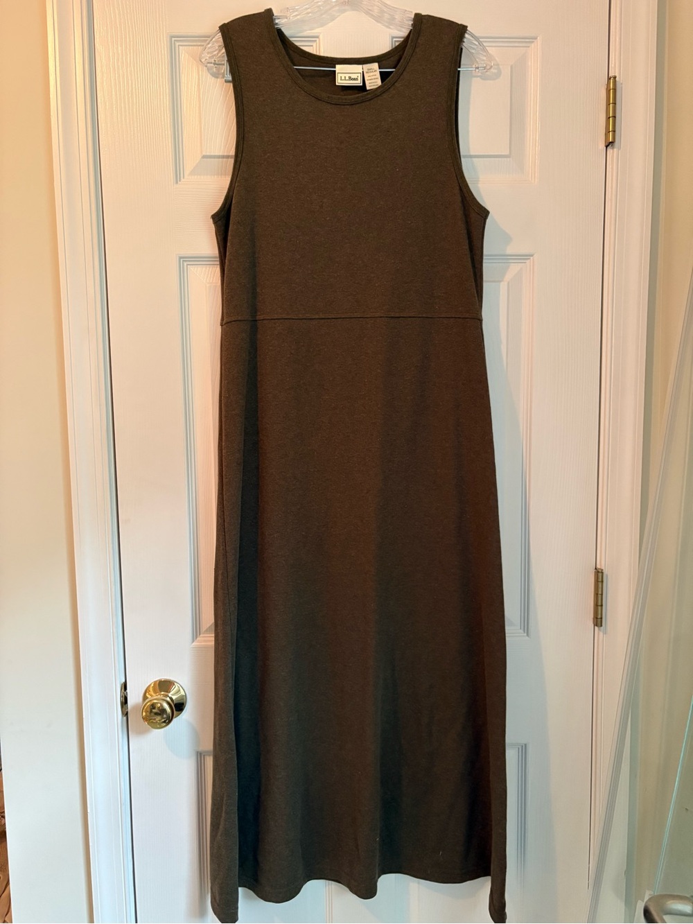 L.L. Bean Sleeveless Maxi Dress in Olive Green